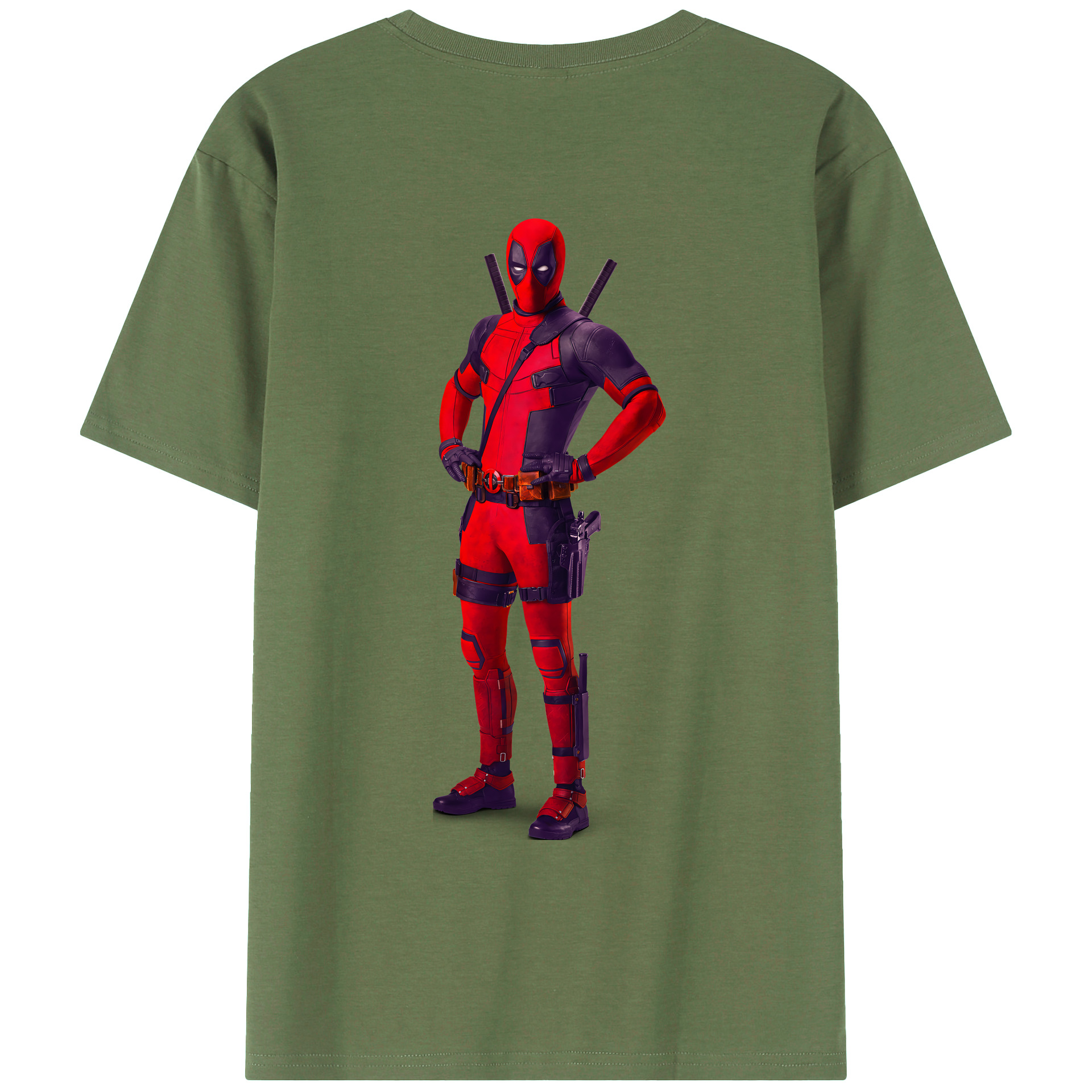 （画像用） Deadpool デッドプール 綿100％ メンズ半袖Tシャツ（バックプリント） 通気性